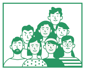 Grafik mit vielen einzelnen Personen, die die Bewerbenden symbolisieren sollen