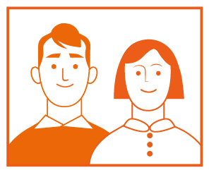 Grafik von einer weiböichen und einer männlichen Person, die die Arbeitgeber symbolisieren